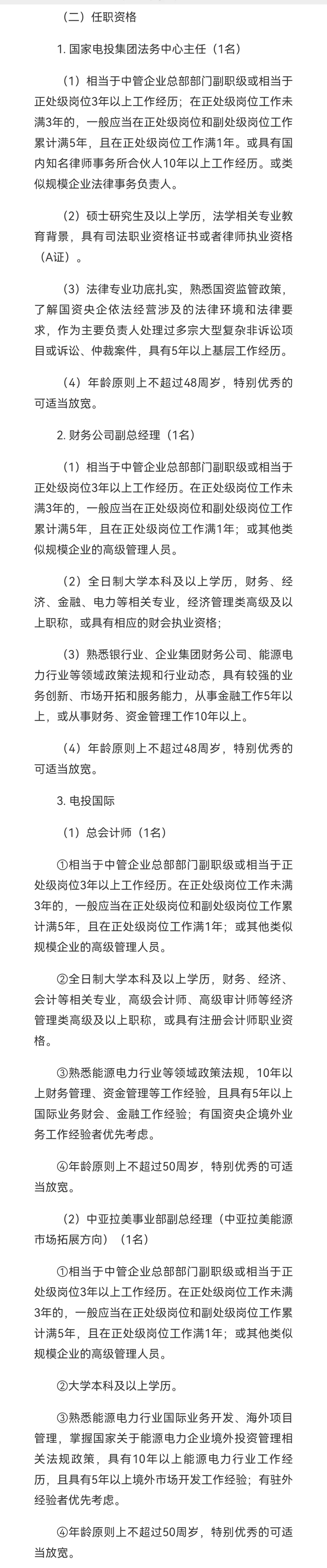国家电力投资集团有限公司高级管理人员选聘