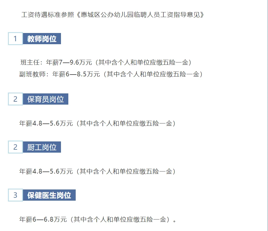 惠州市惠城区公立幼儿园招聘