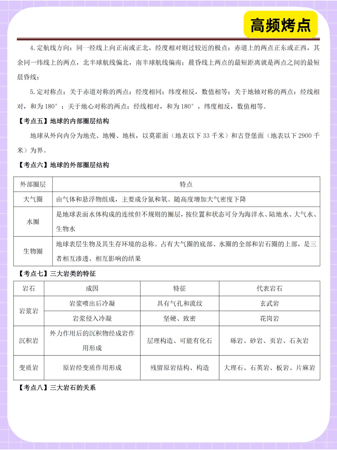 教资笔试科三高中地理，无菲就这些，熬夜背