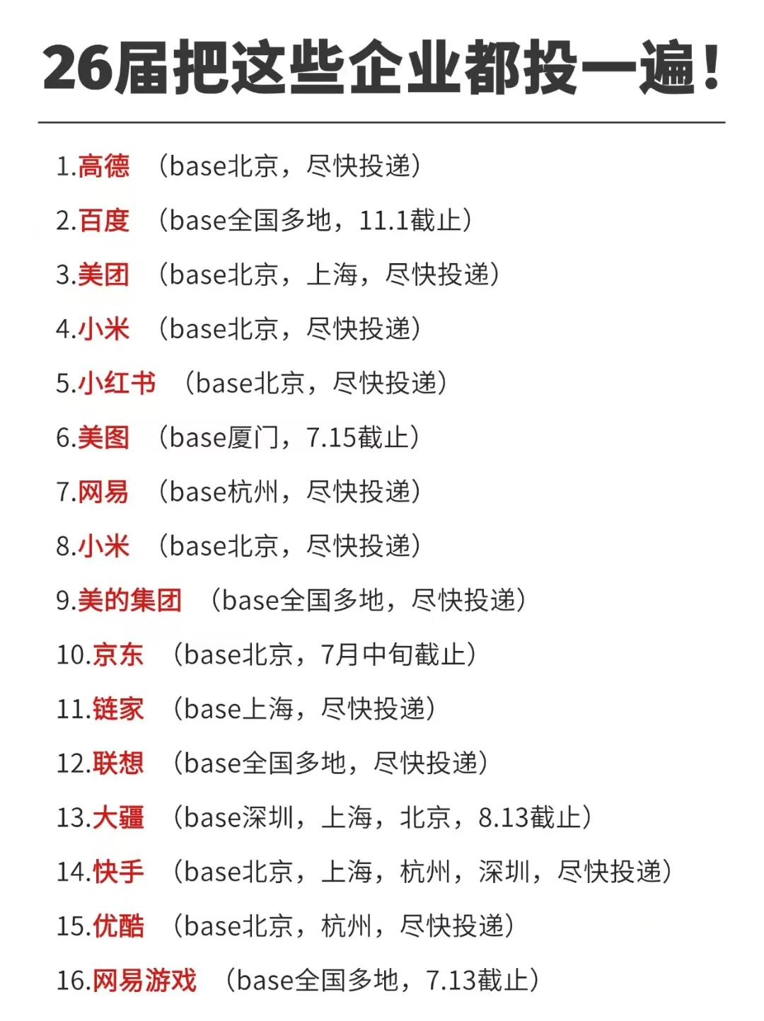 建议26届把这些企业都投一遍！
