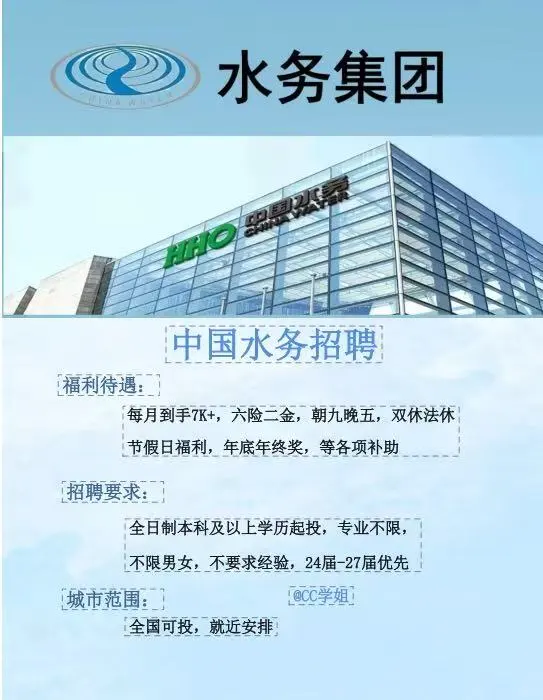 中国水务局急捞‼️各省均有岗✅不要错过
