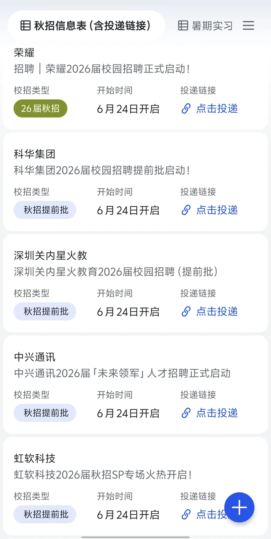 终于把本周新开的秋招都投递了