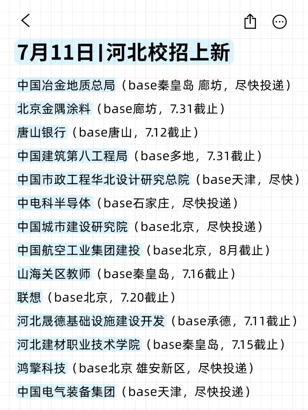 投完这些河北校招，包上岸！