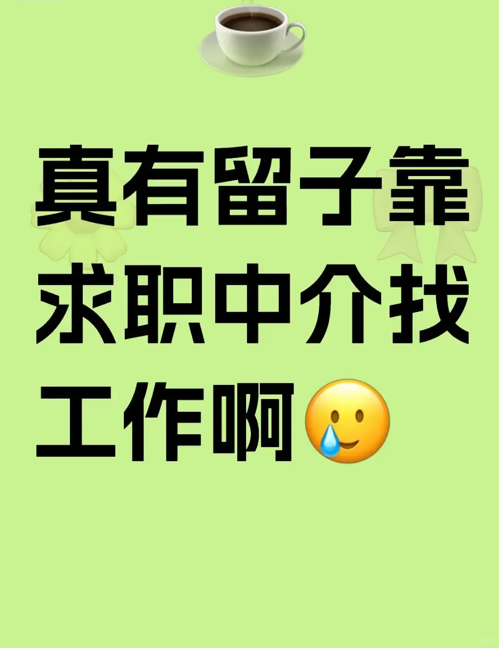 留子找工作?，还得靠求职中介？