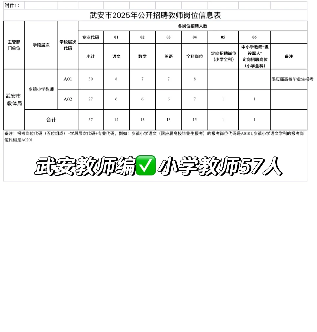 武安来啦✅小学教师编57人❗