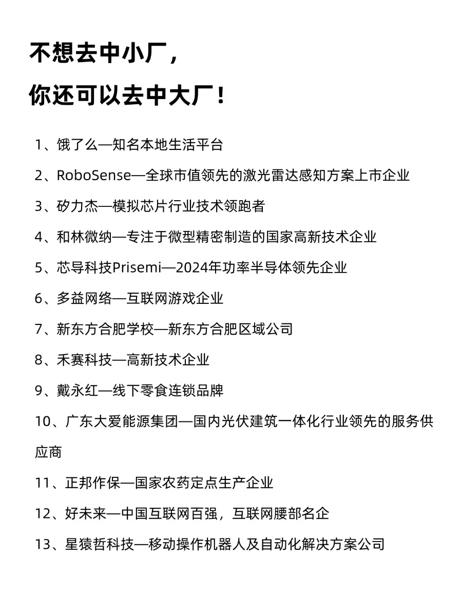 不想去中小厂,你还可以去中大厂!