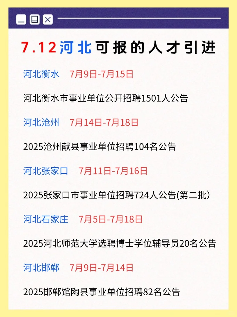 7月12日河北可报人才引进
