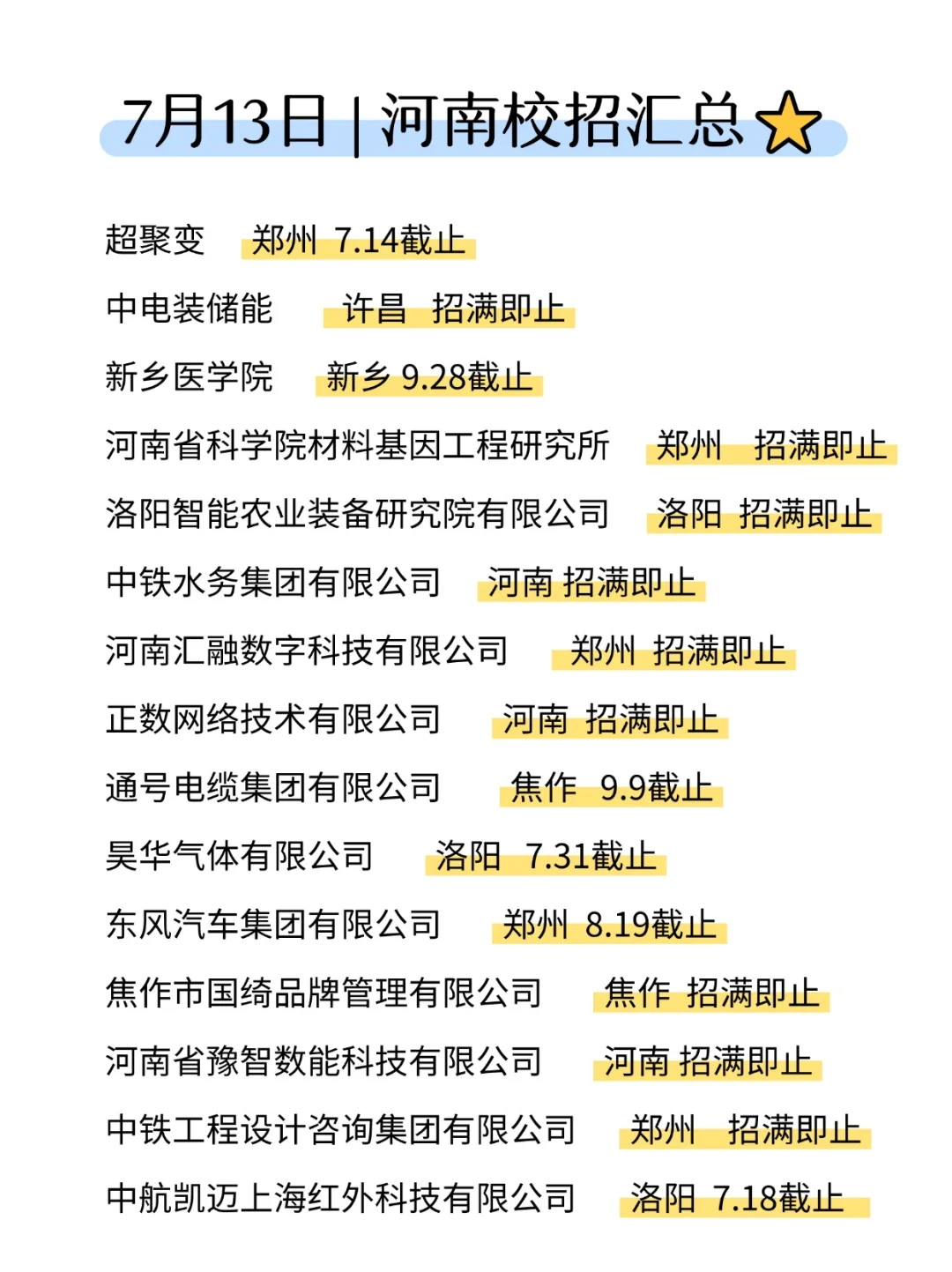 恨不得周末一口气把河南校招都投了！