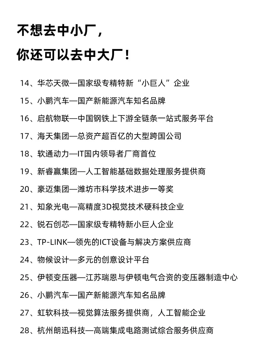 不想去中小厂,你还可以去中大厂!