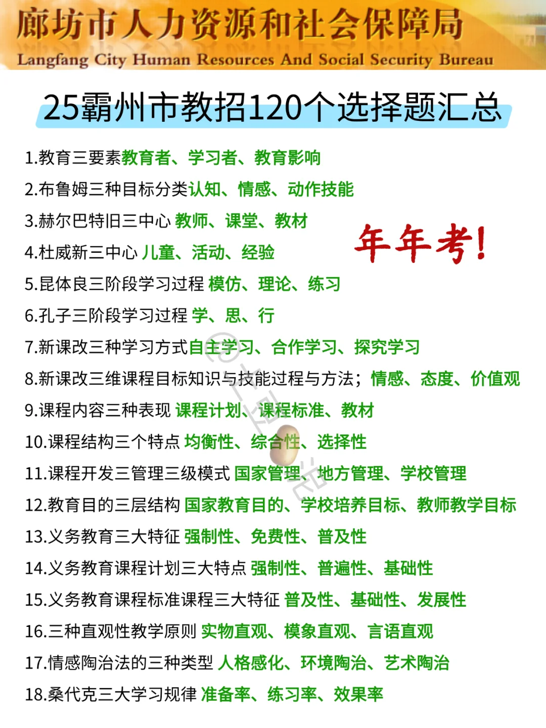 提醒一下,要备考廊坊霸州市教师招聘的人