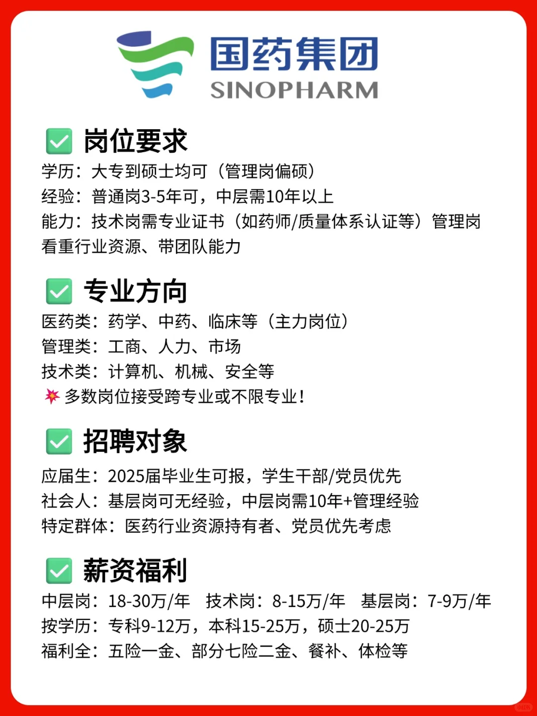 国药集团来招人啦,待遇超好哦~~速来投递