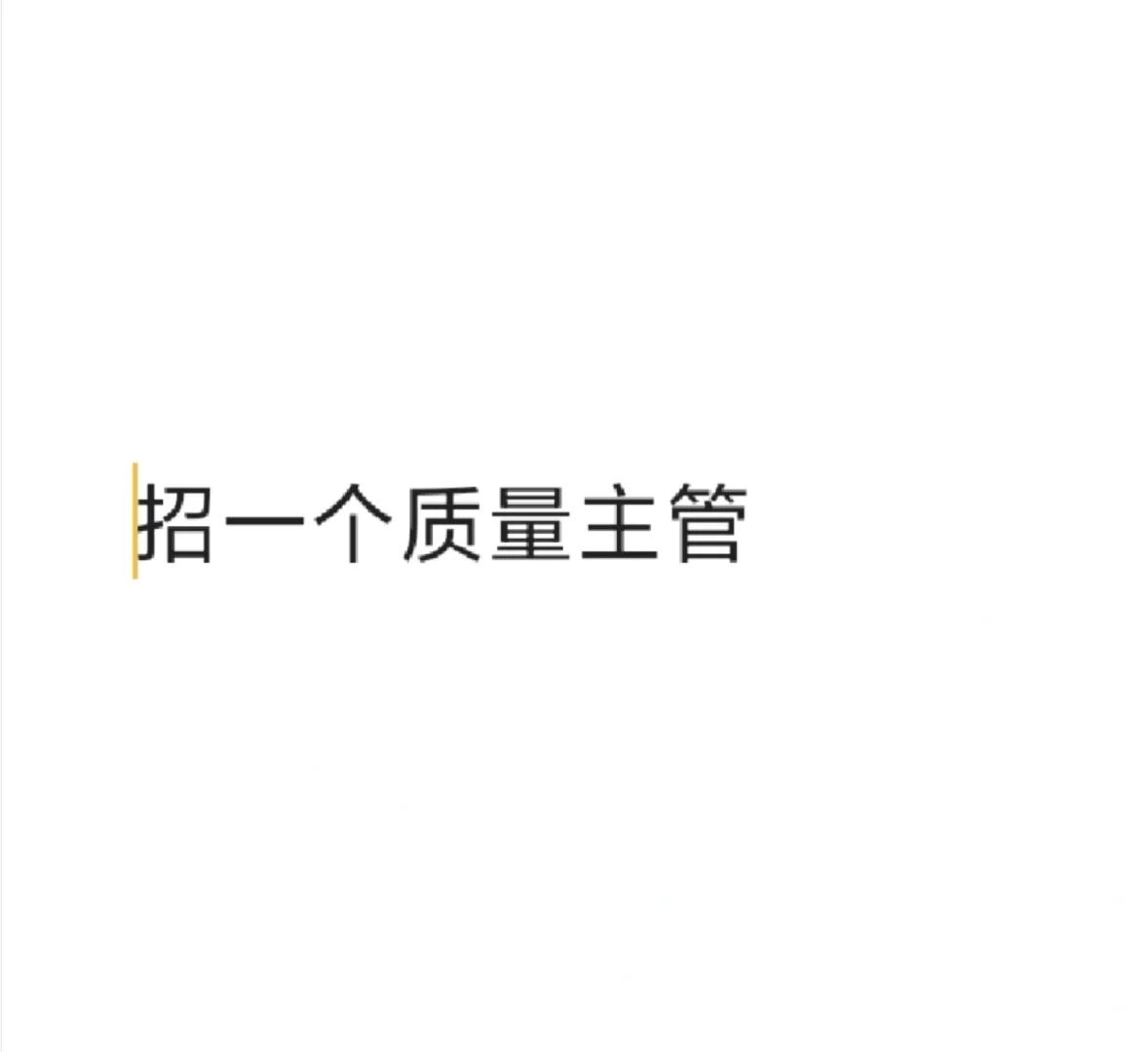 招一个质量主管