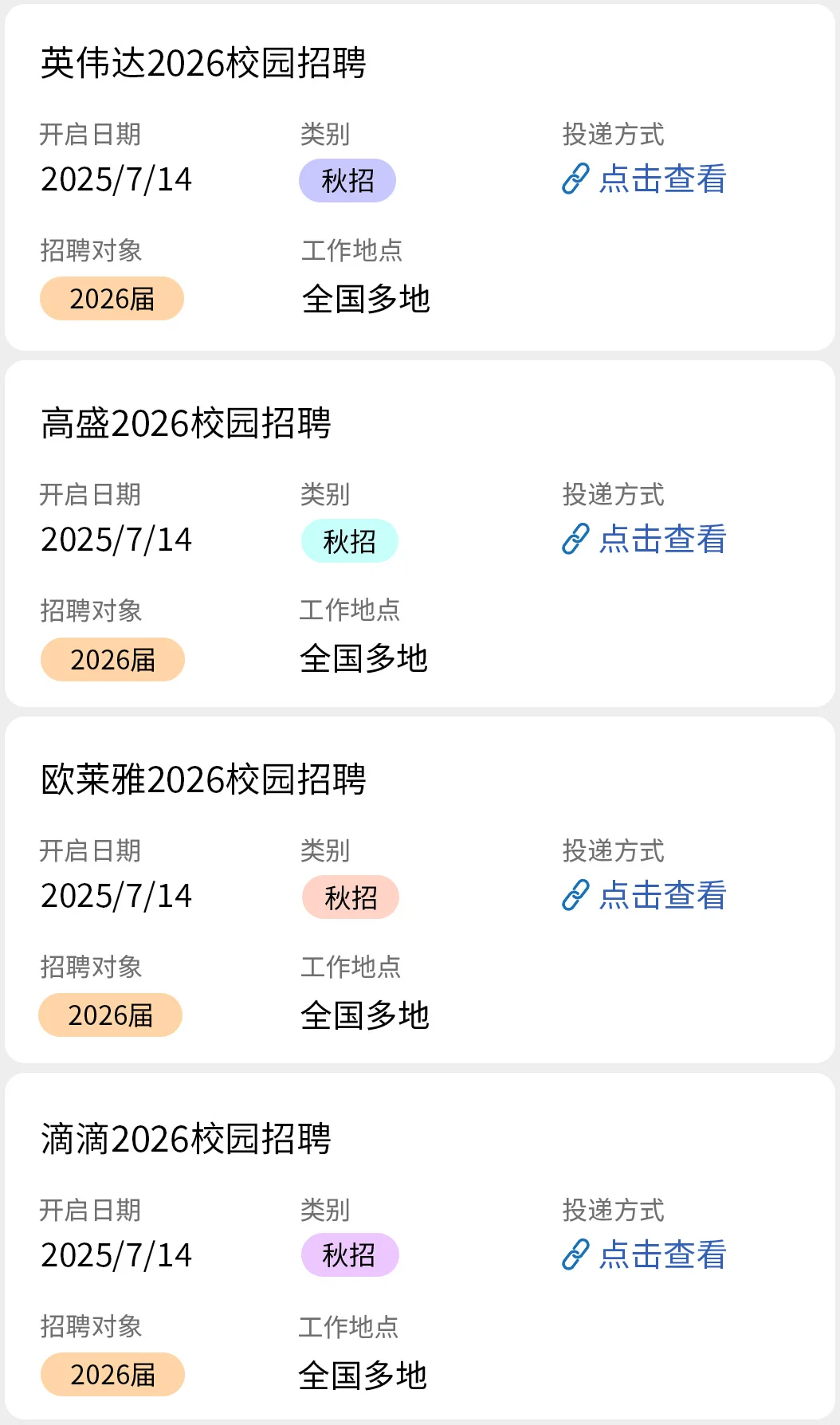 7.14 都是昨天刚开的秋招