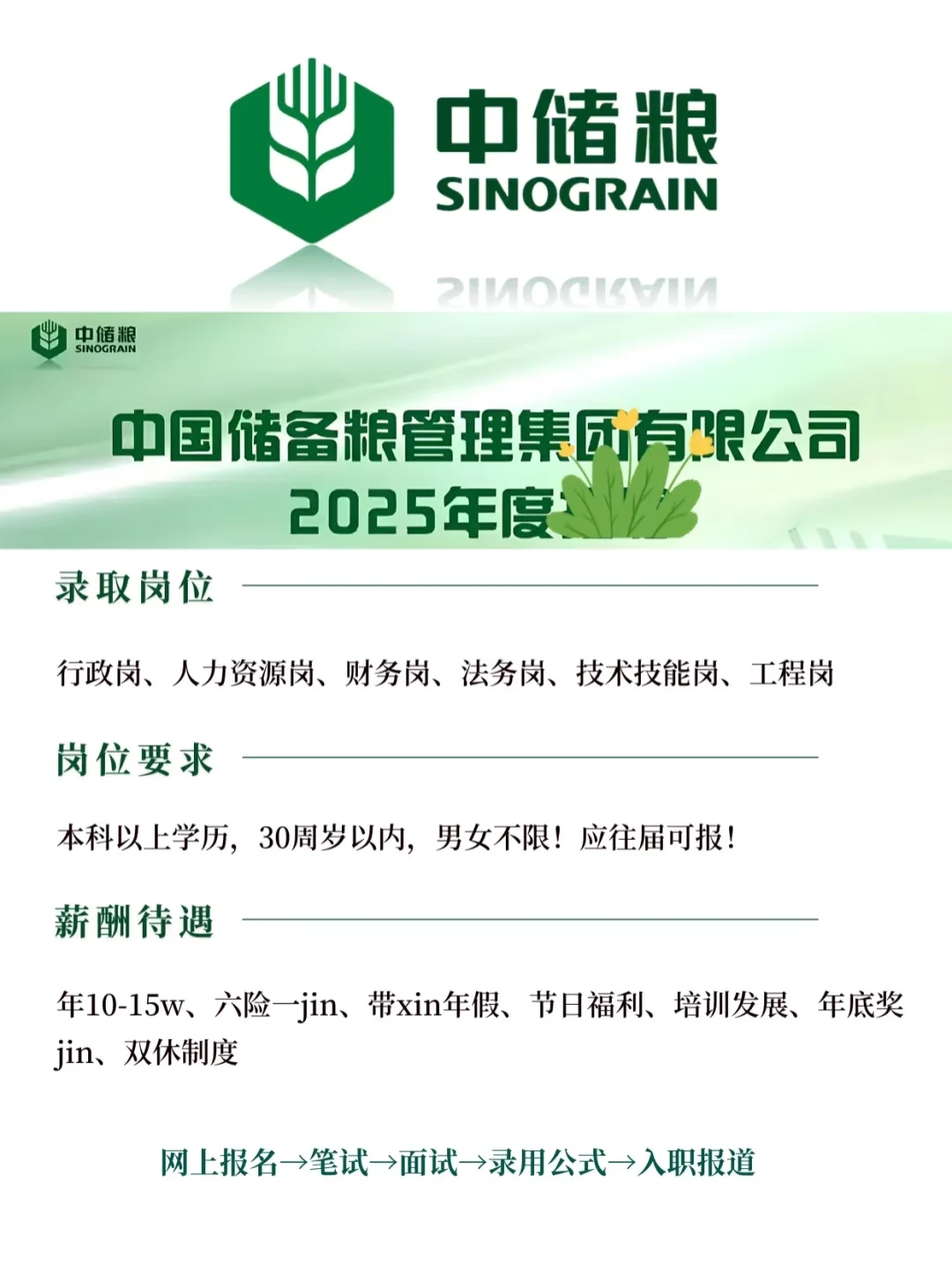 无笔试，中储粮还是开大了！社招！