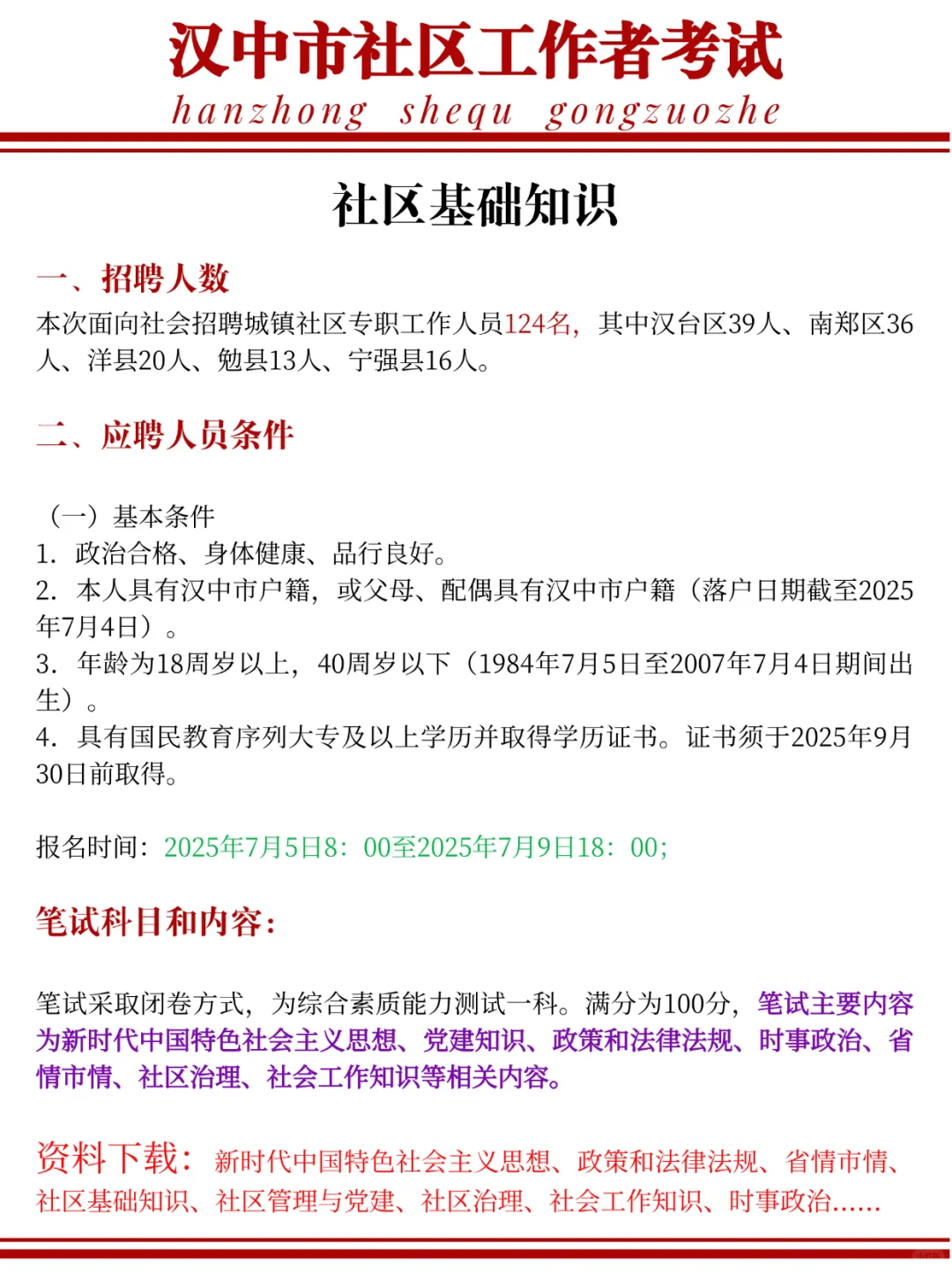 提醒一下，汉中社区工作者，今日报名的人