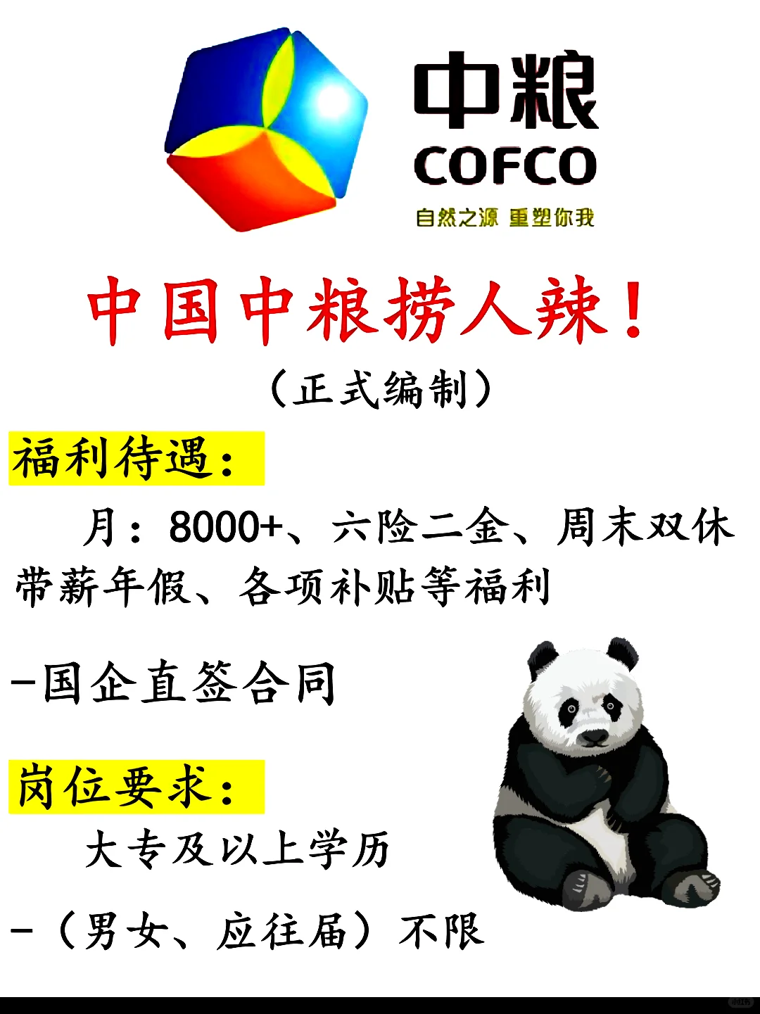 中粮集团招聘！