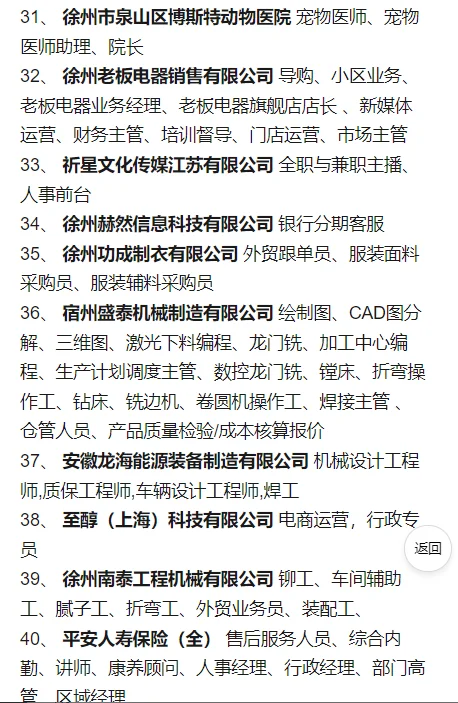 彭城一号招聘会官方公布名单了，好企业不少