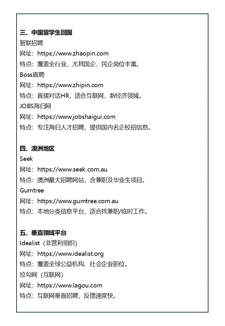 最全求职网站大全