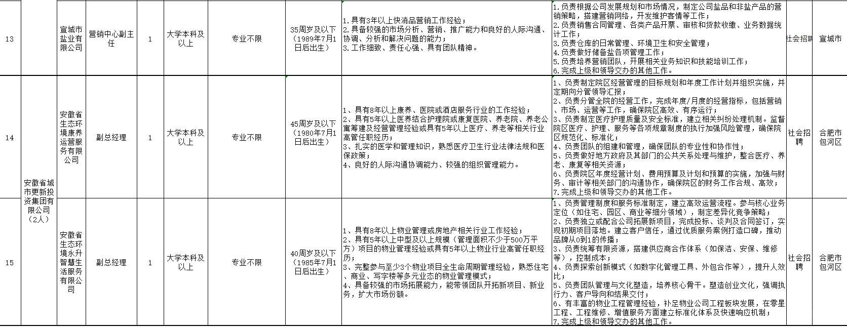 2025下半年安徽省生态环境产业集团招聘15人