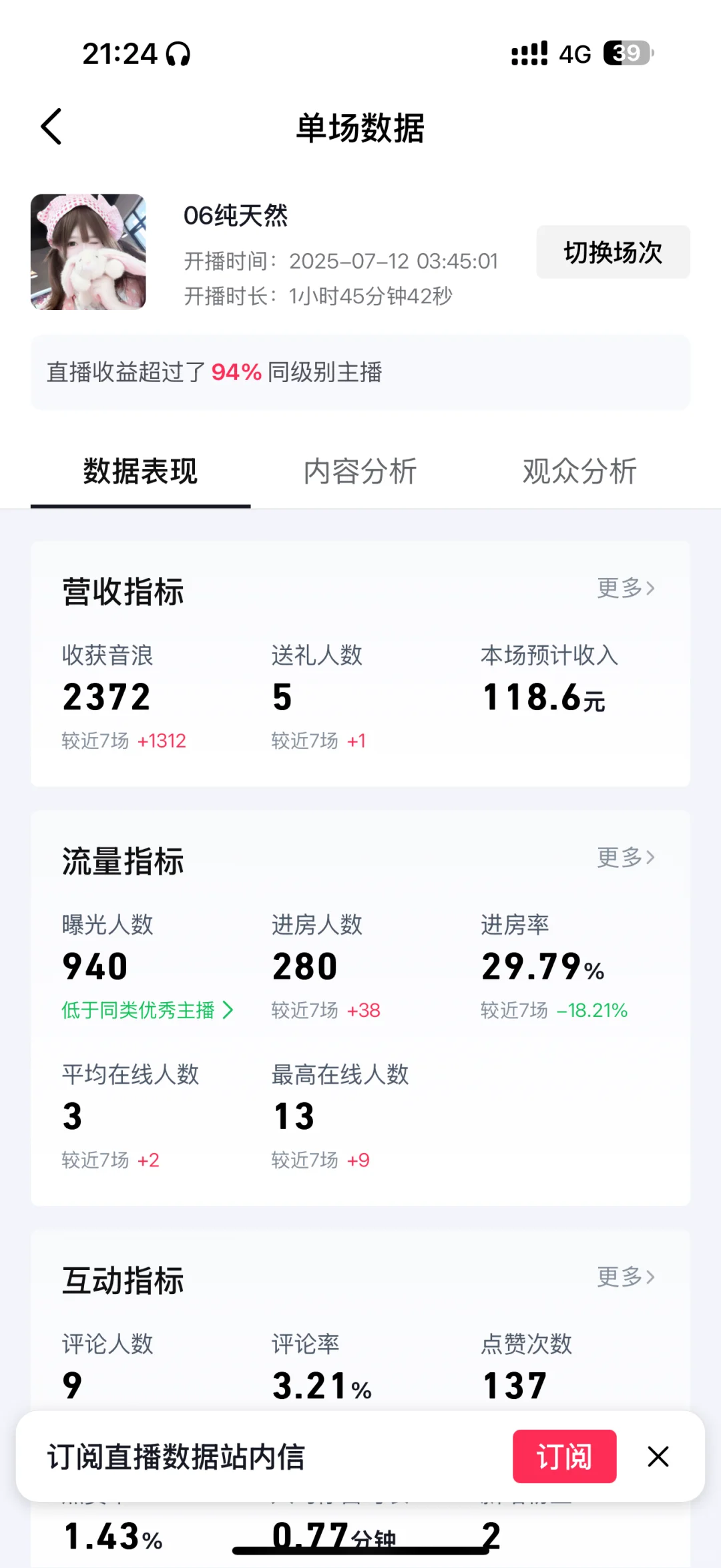 直播第二天 左滑看收入