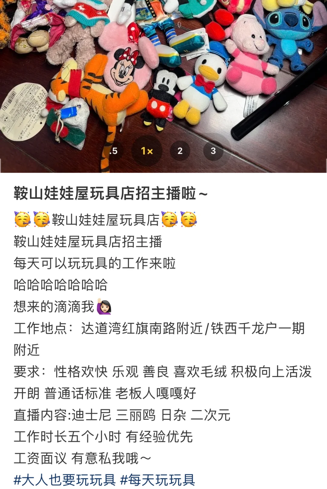 鞍山居然有玩玩具的工作啊！！！
