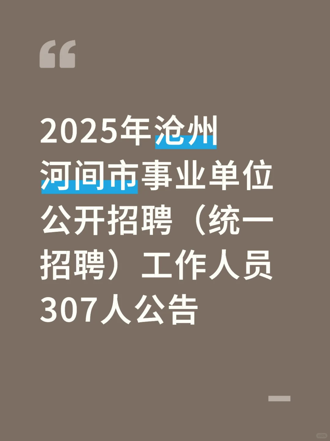 2025年沧州河间市事业单位公开招聘（统一招
