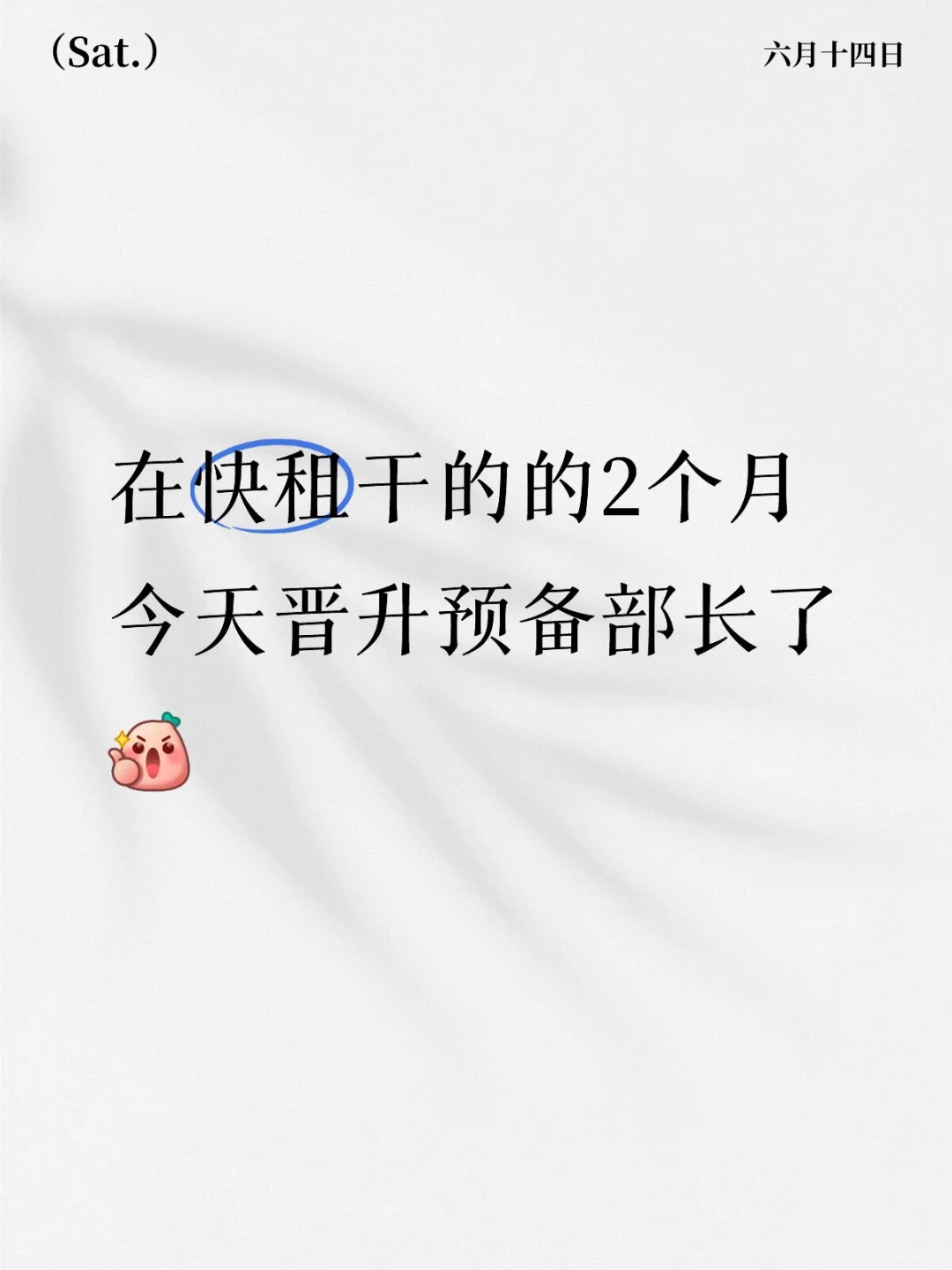 在快租干的的2个月07天今天升预备部长