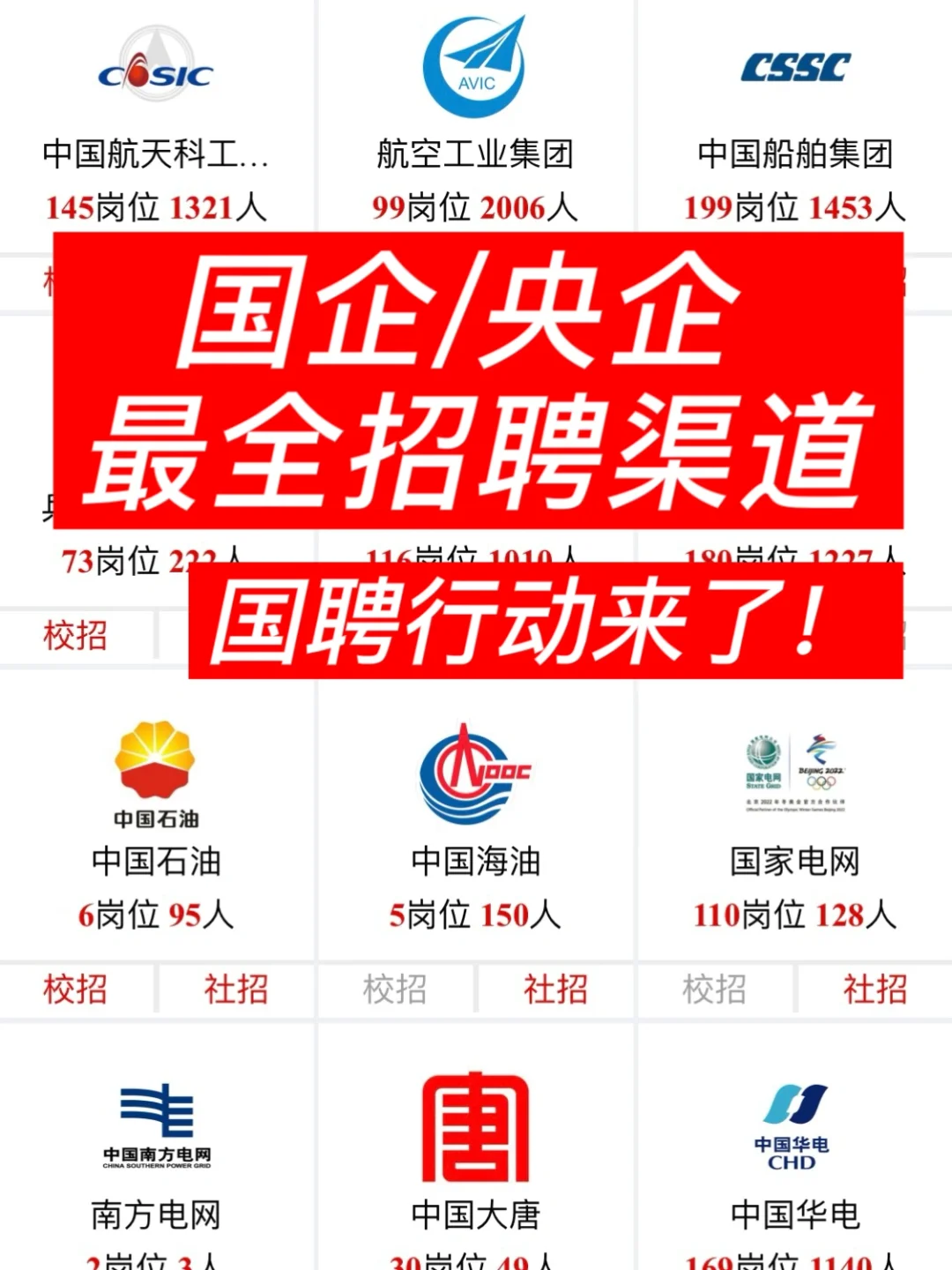 国企/央企超实用的招聘信息渠道