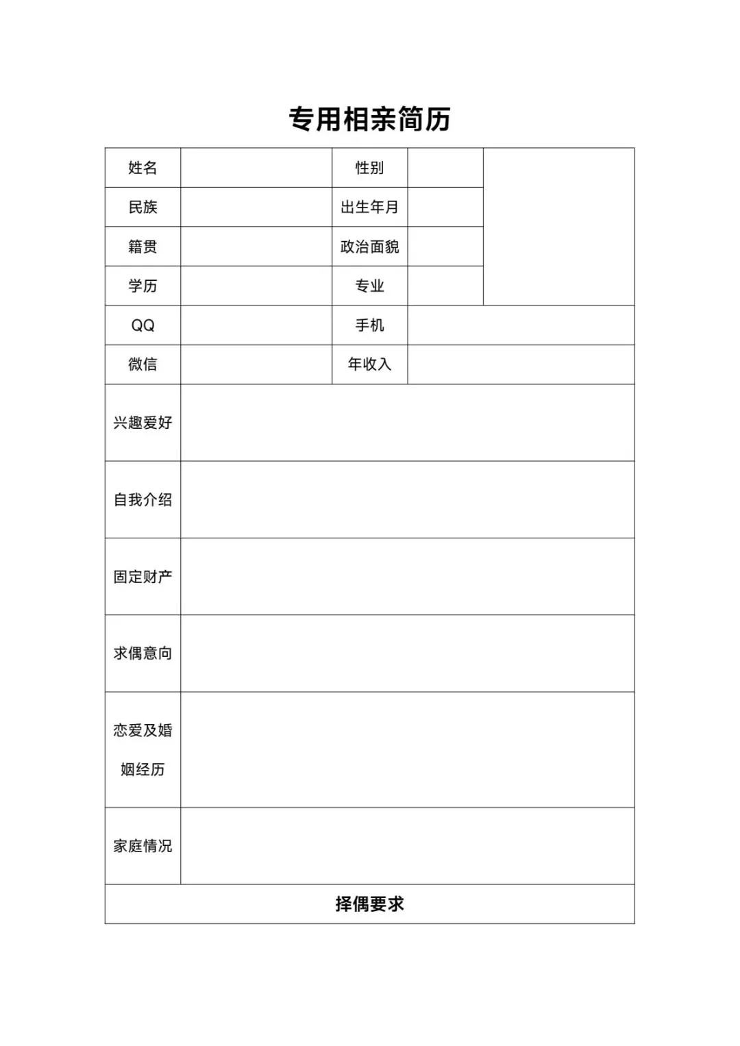 相亲需要简历吗？是的！！