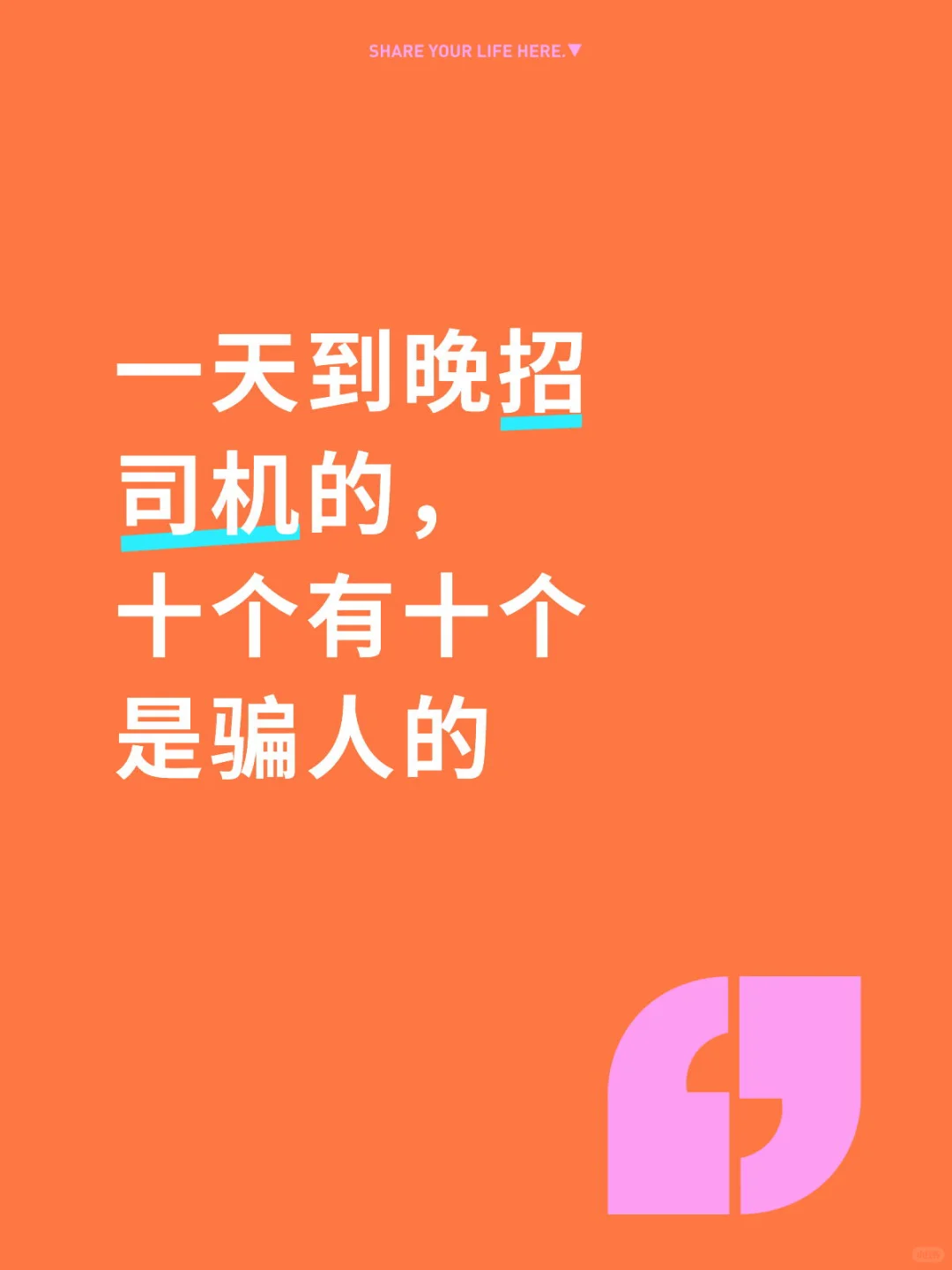 招司机的基本都是骗人的