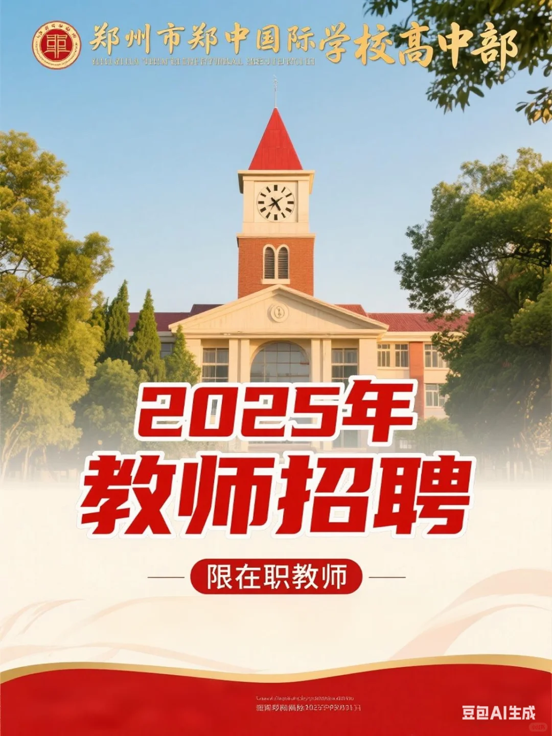 郑州市郑中国际学校高中部2025招聘公告！