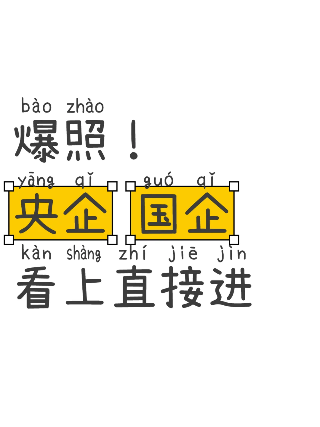 爆照！央企 国企 看上直接进