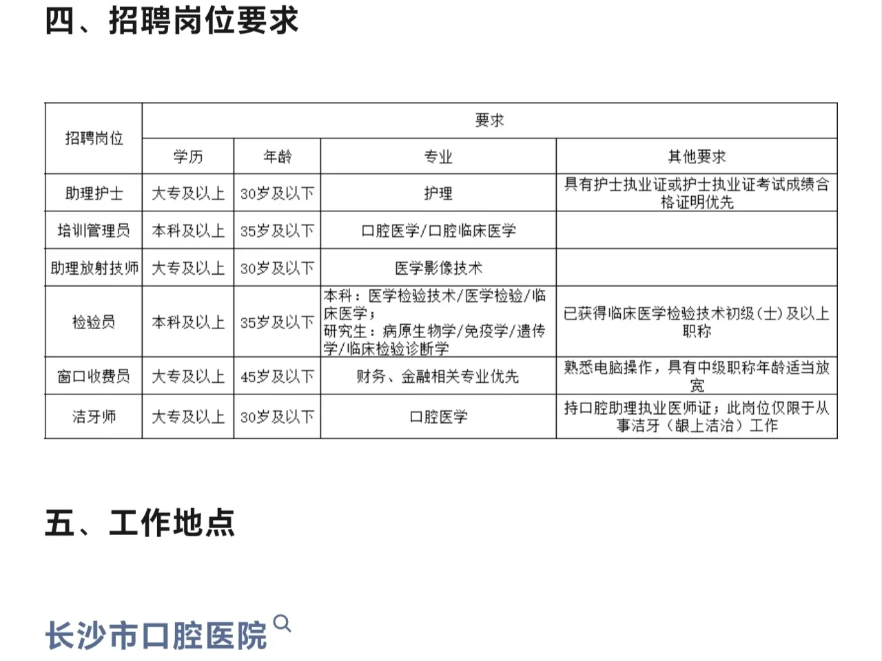 长沙市口腔医院招聘助理护士 41 人专科可报