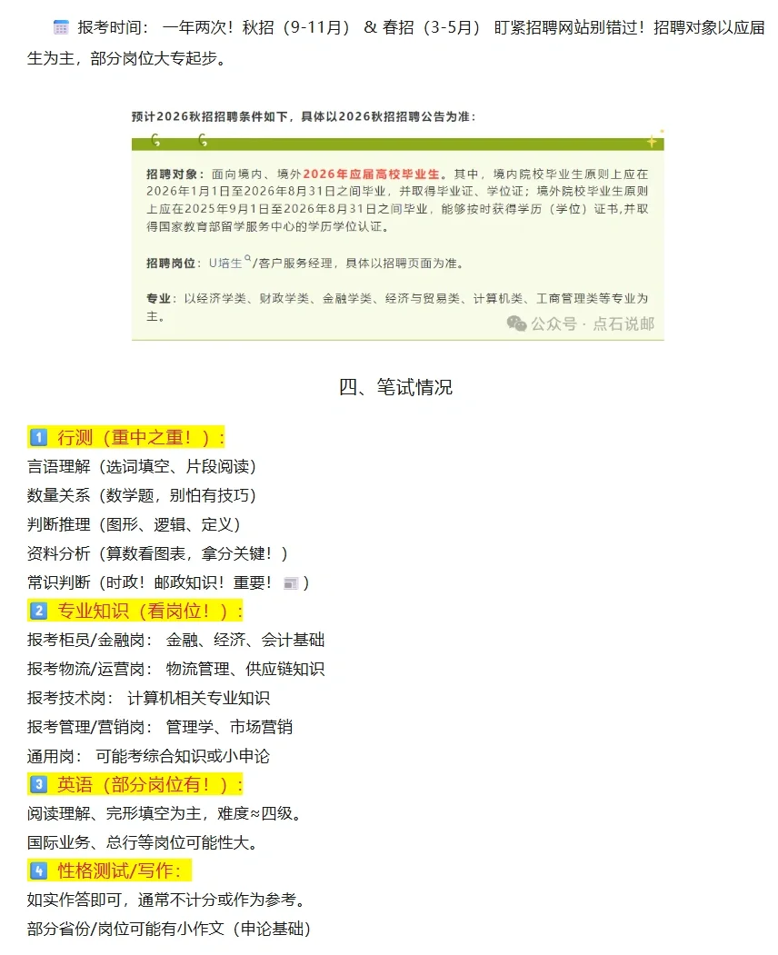 邮政集团招聘开始啦