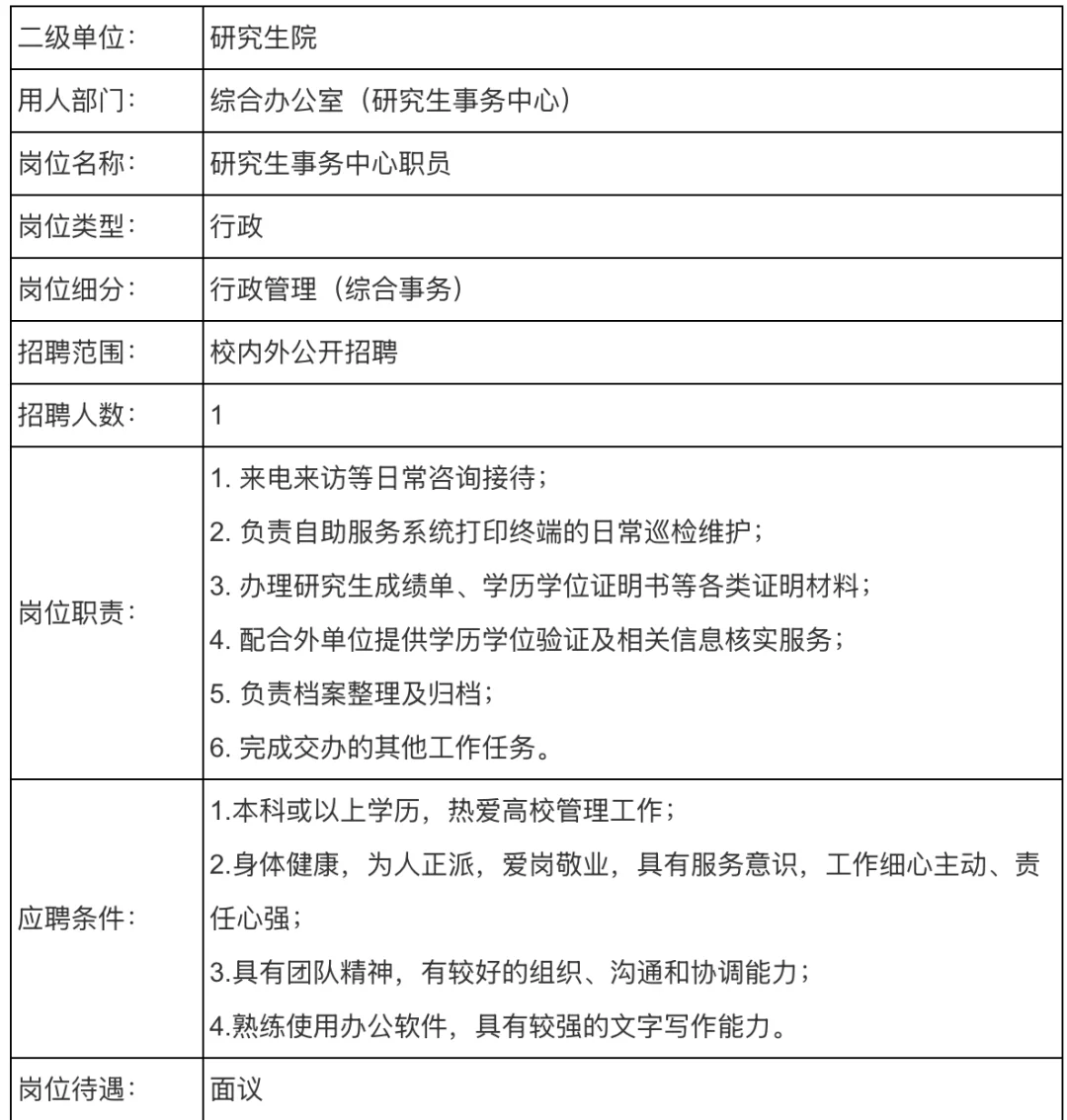 招聘|北京大学研究生院招聘