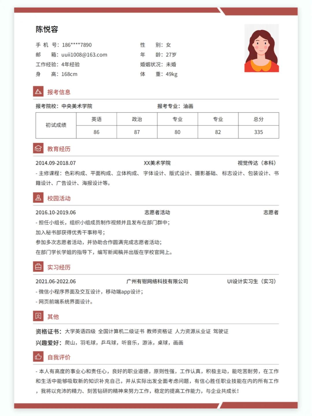 这个简历模板真的太万能了~什么岗位都ok