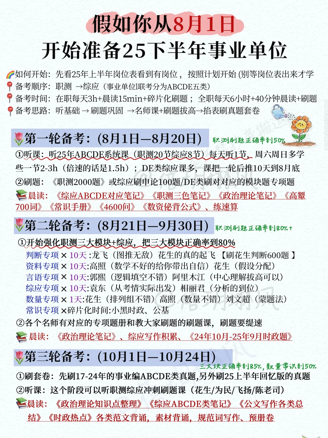 ♥️8月开始准备25下事业编(完整版计划攻略)