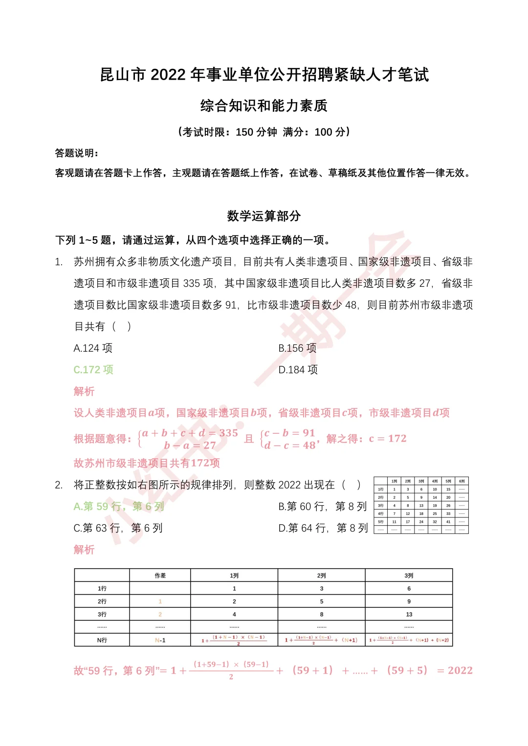 昆山2025年紧缺人才笔试7月26日｜数学运算?