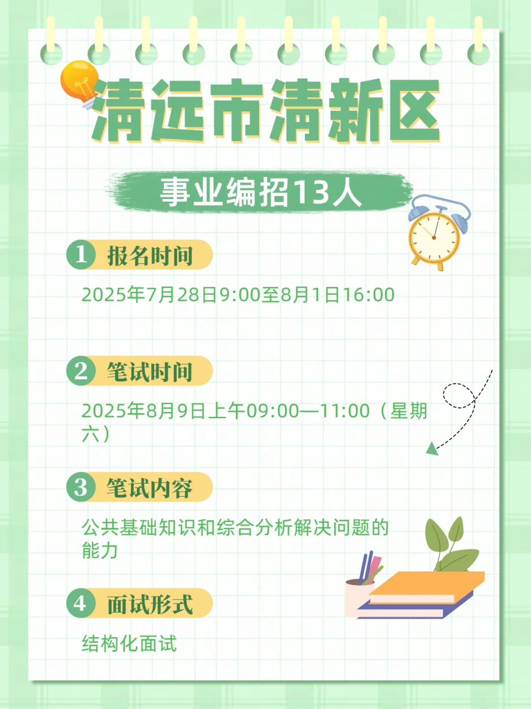 新出!清远清新区事业单位招13人!