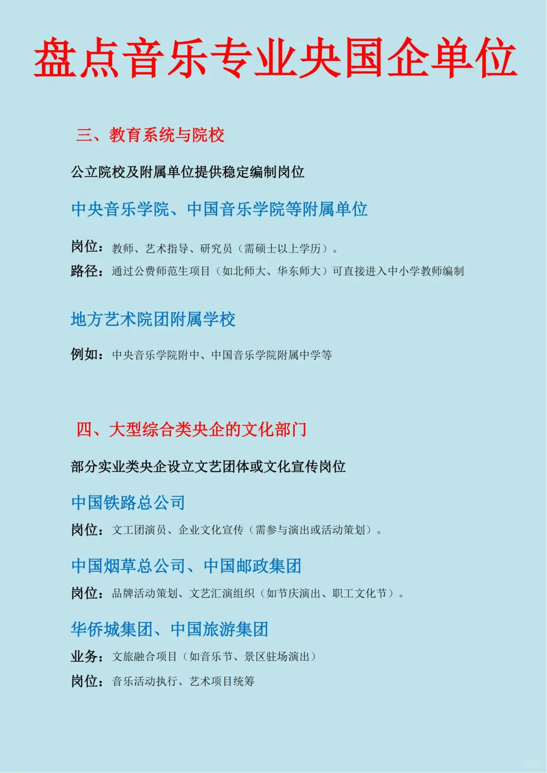 适合音乐专业的央国企单位