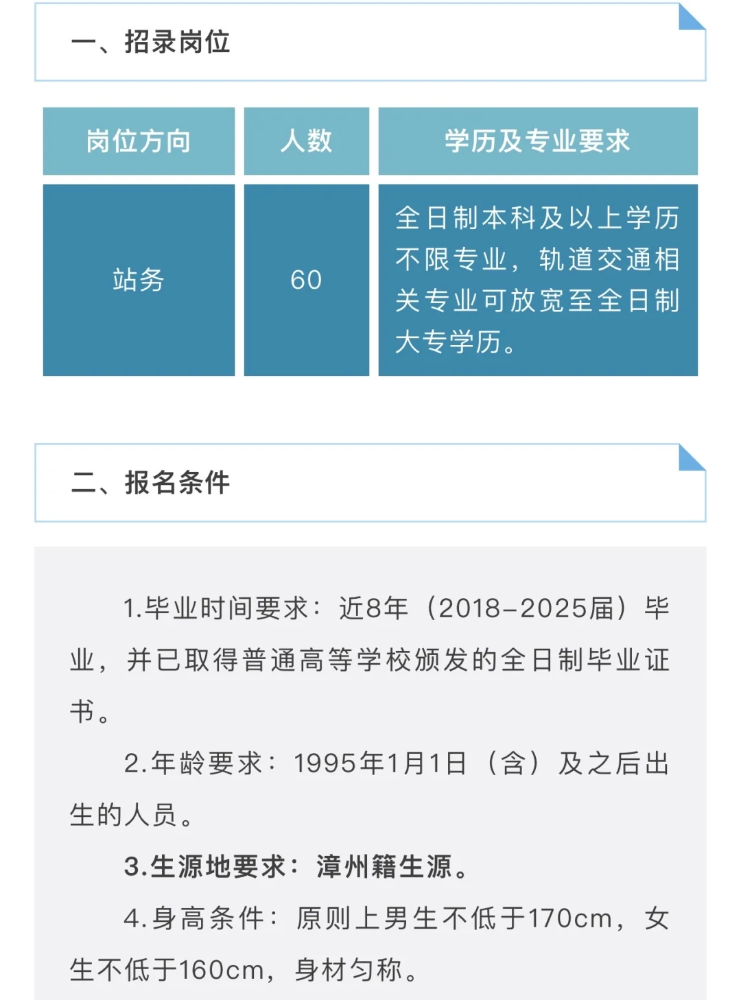 ?漳州国企需60人！国企正式编，定向轨道岗位
