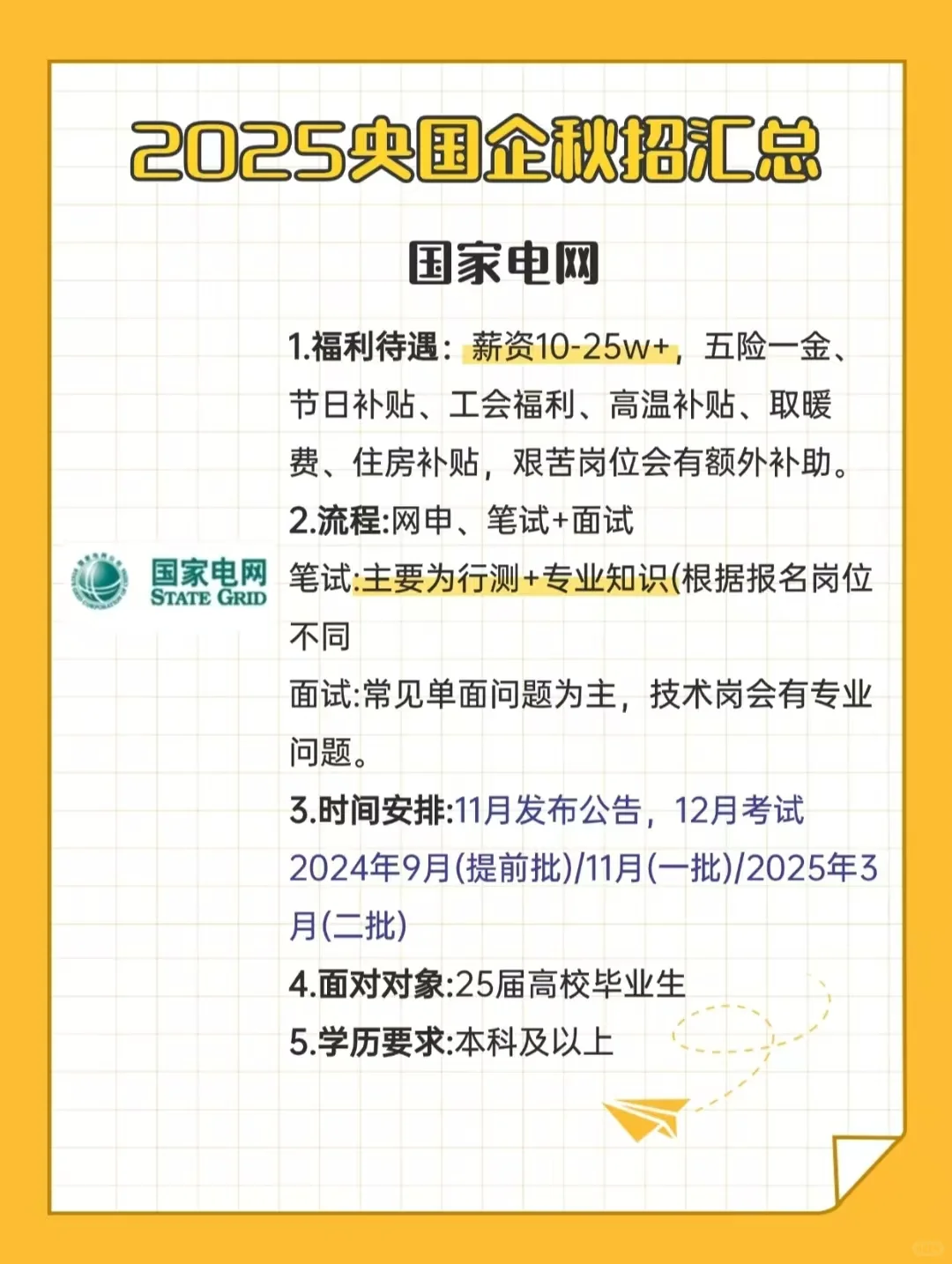 2025央国企秋招汇总