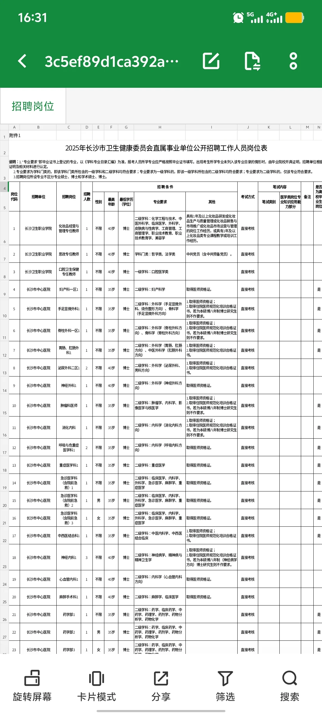 有编制！2025年长沙卫健委招400人职位表