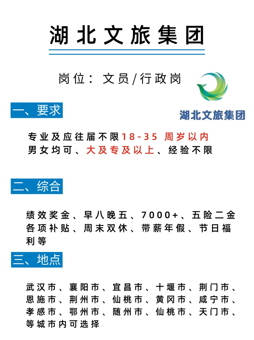 湖北文旅急招岗，投就中！有没有同学愿意来