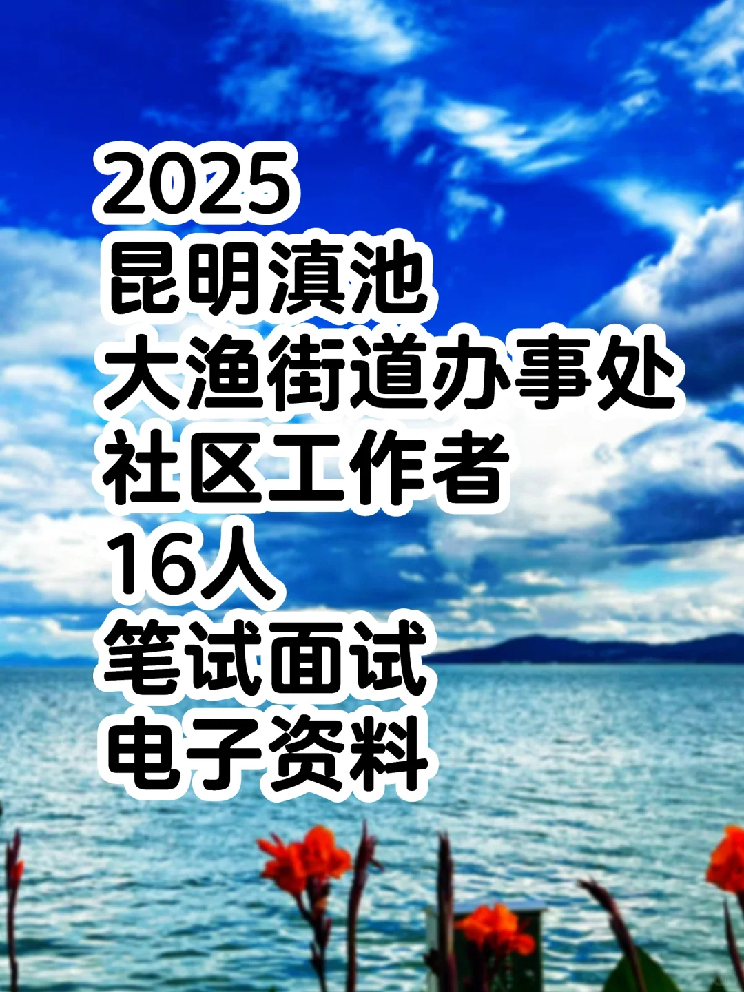 2025昆明滇池大渔街道办事处社区工作者16人