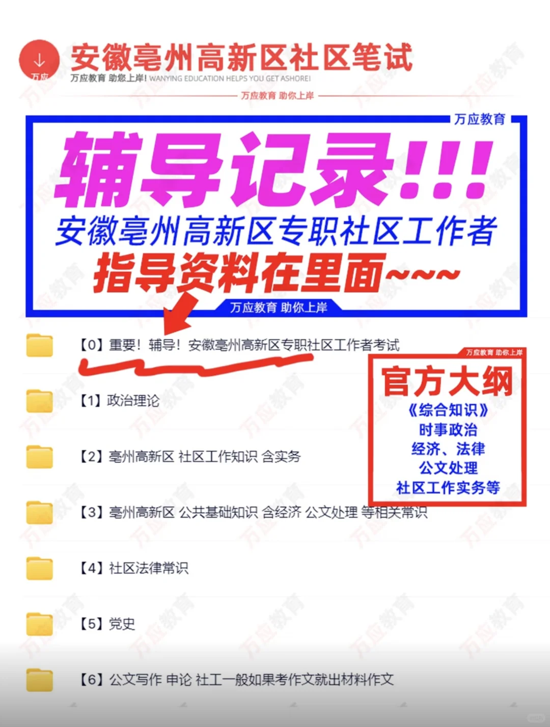安徽亳州高新区专职社区工作者考试资料笔试