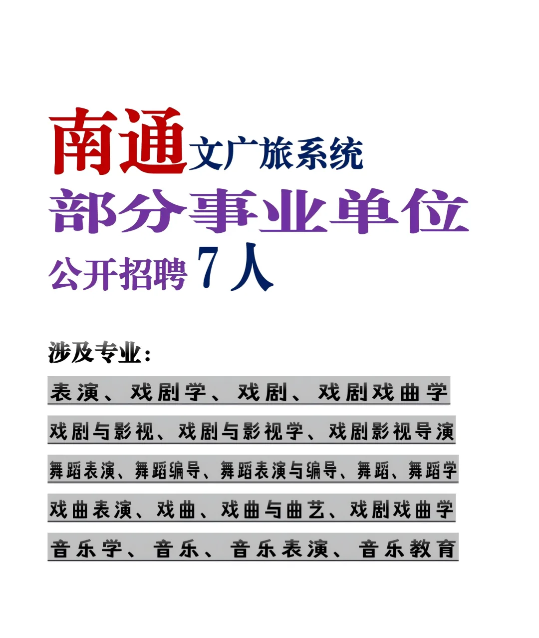 南通事业单位招聘7名事业人员