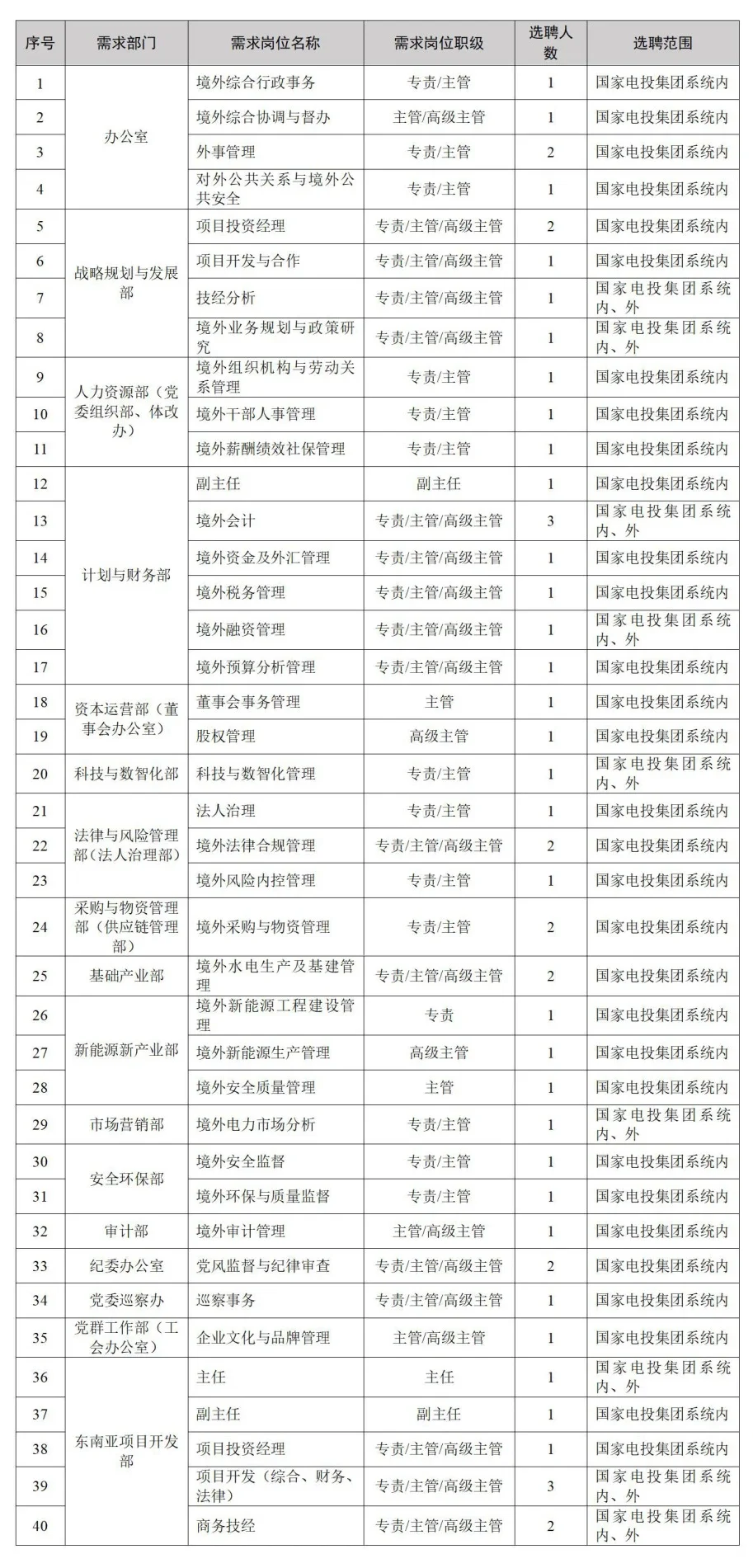国家电投集团国际能源有限公司社会招聘