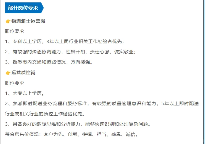 京东社会招聘(大专起报)附岗位表