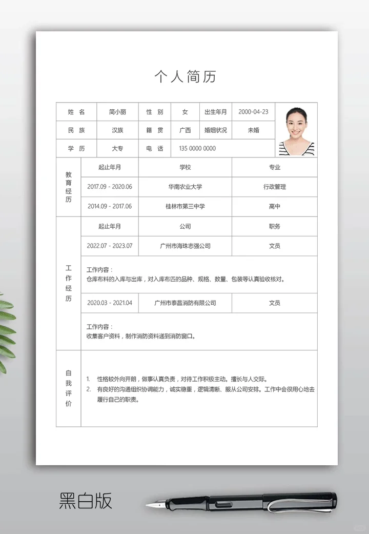 文员个人简历word模板2000套大合集电子版